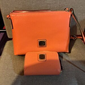 NEW Dooney & Bourke Coral Orange Crossbody Bag and Matching Wallet